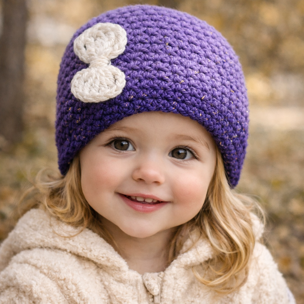 Handmade Crochet Baby Bonnet with Bow – Soft & Cozy | Peneli Luxe