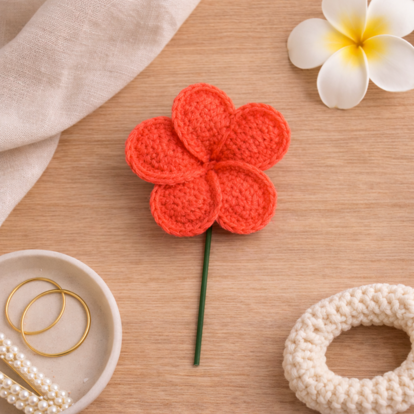 Crochet Plumeria Hair Picks