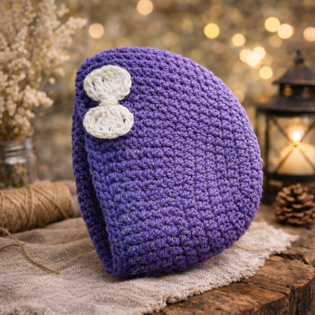Handmade Crochet Baby Bonnet with Bow – Soft & Cozy | Peneli Luxe