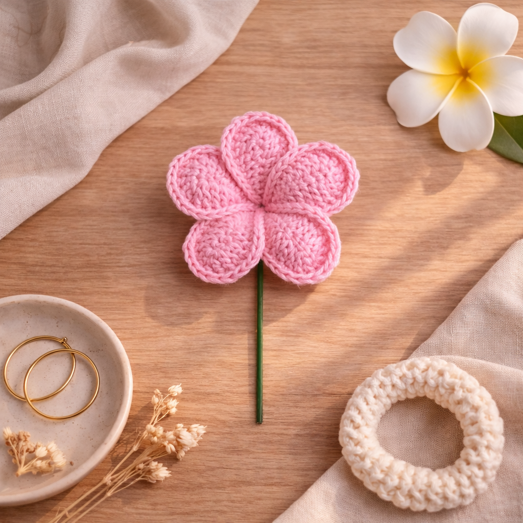 Crochet Plumeria Hair Picks