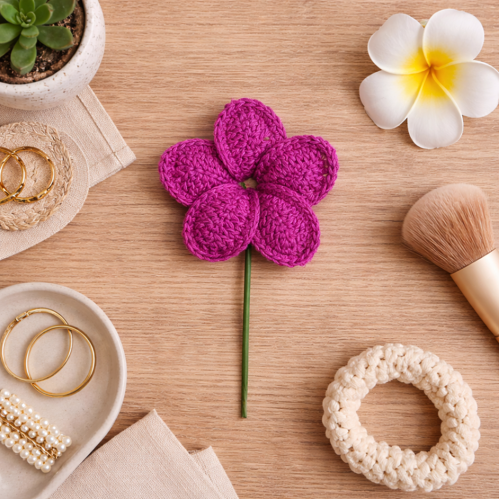 Crochet Plumeria Hair Picks
