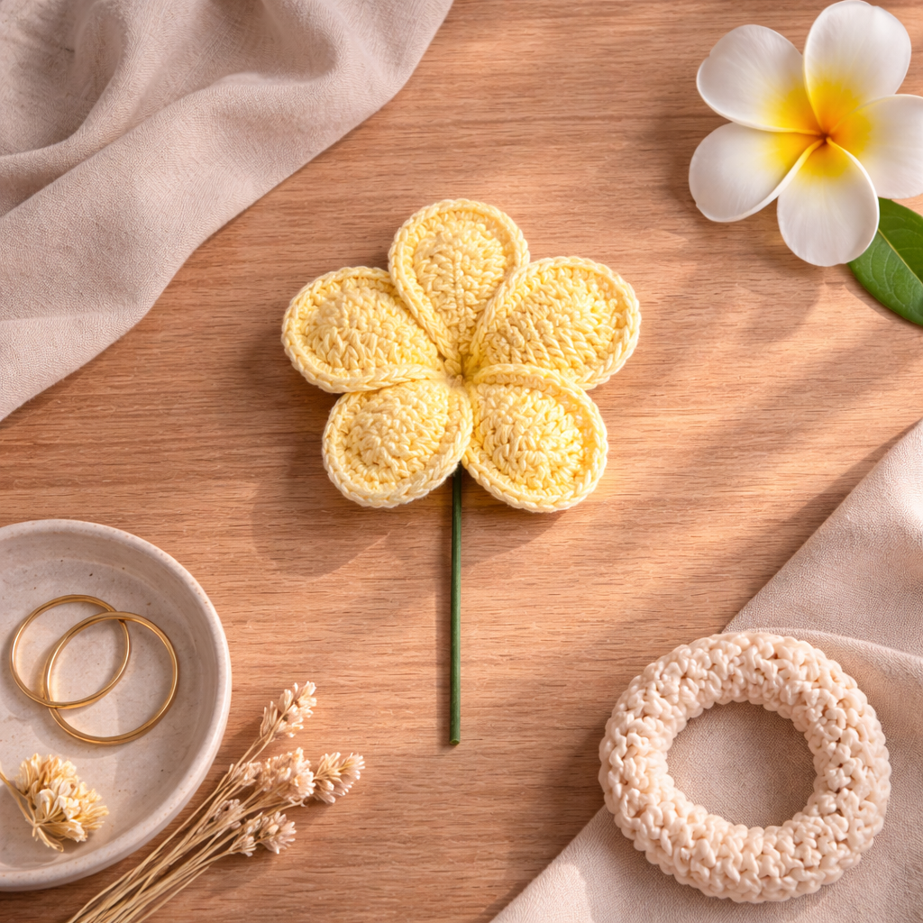 Crochet Plumeria Hair Picks