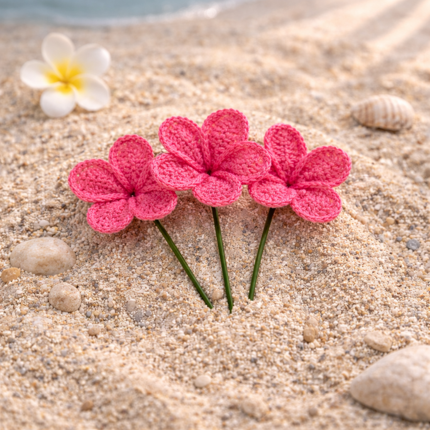 Crochet Plumeria Hair Picks