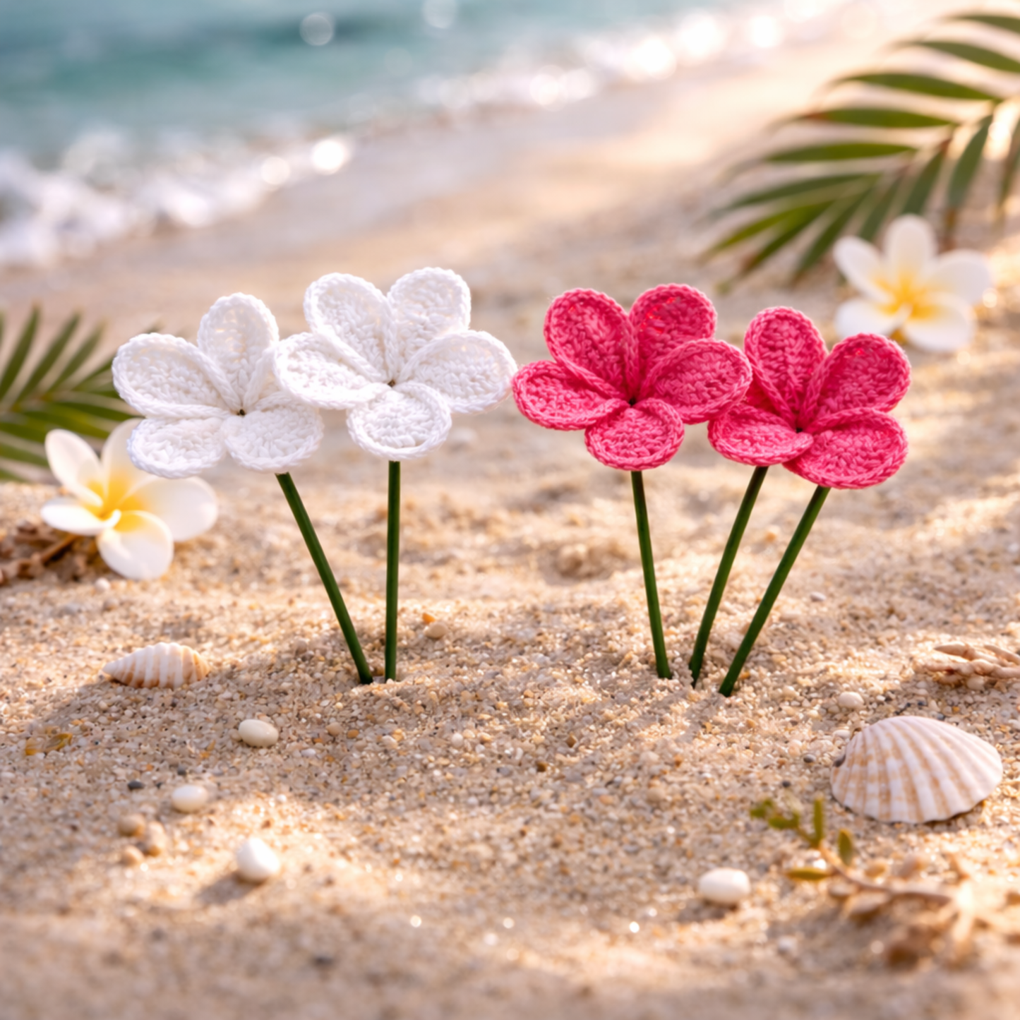 Crochet Plumeria Hair Picks