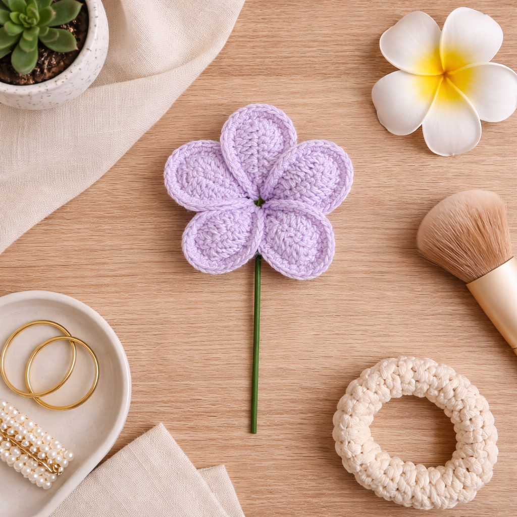 Crochet Plumeria Hair Picks