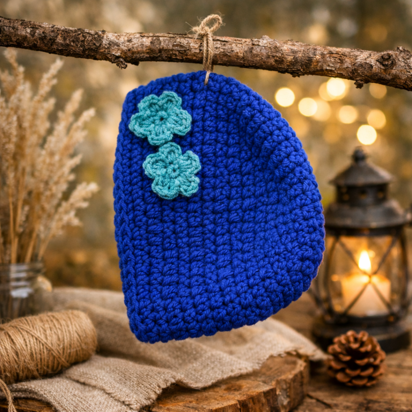 Handmade Crochet Kids Beanie with Floral Detail | Peneli Luxe