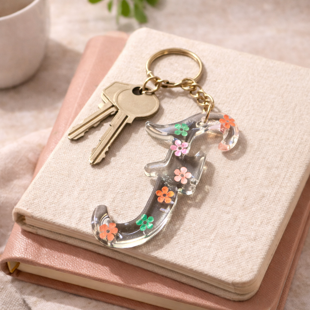 Personalized Acrylic Letter Keychain | Handmade Initial Keychain | Custom Alphabet Keychain Gift