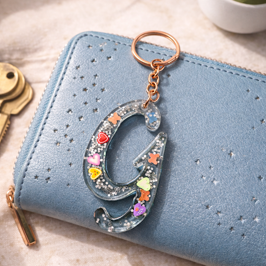 Personalized Acrylic Letter Keychain | Handmade Initial Keychain | Custom Alphabet Keychain Gift
