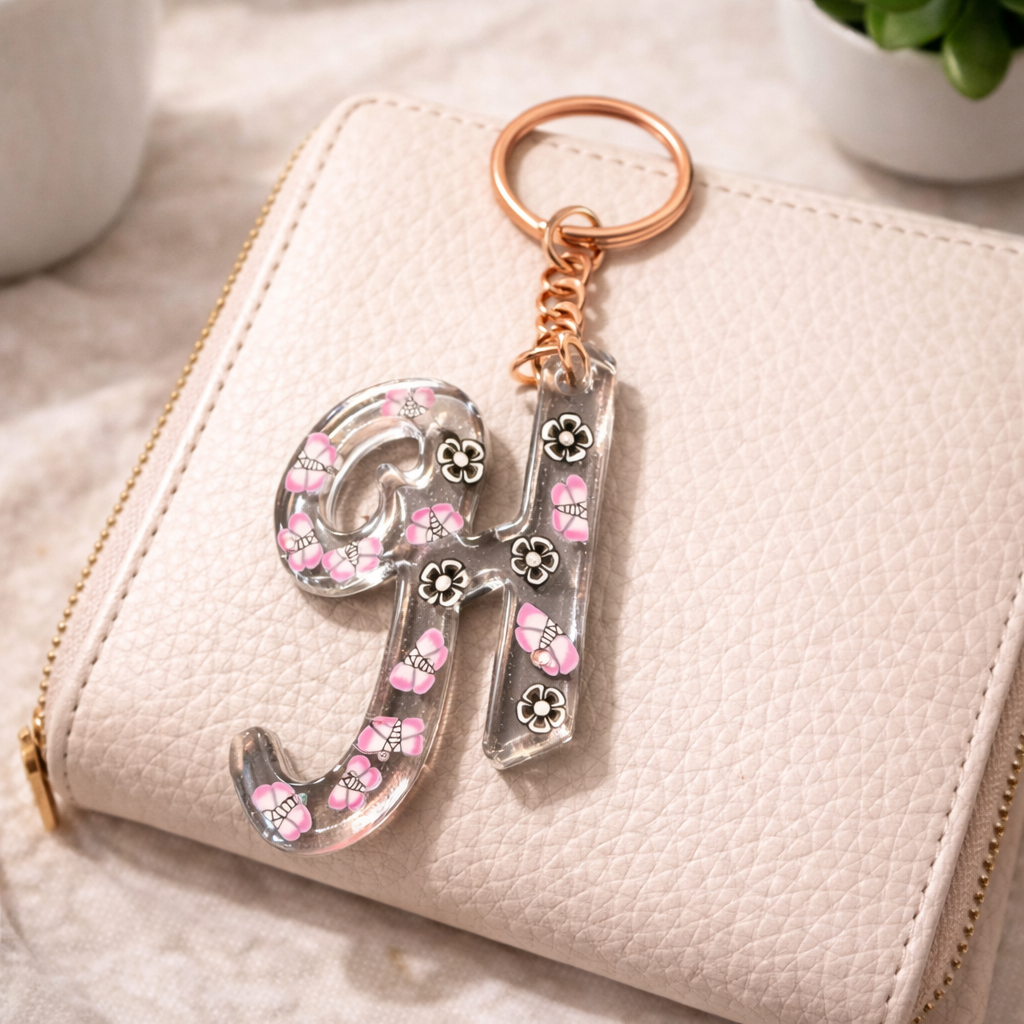 Personalized Acrylic Letter Keychain | Handmade Initial Keychain | Custom Alphabet Keychain Gift
