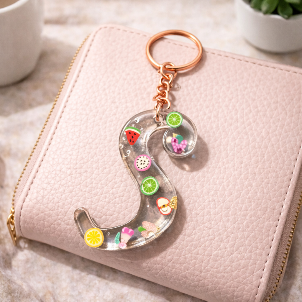 Personalized Acrylic Letter Keychain | Handmade Initial Keychain | Custom Alphabet Keychain Gift