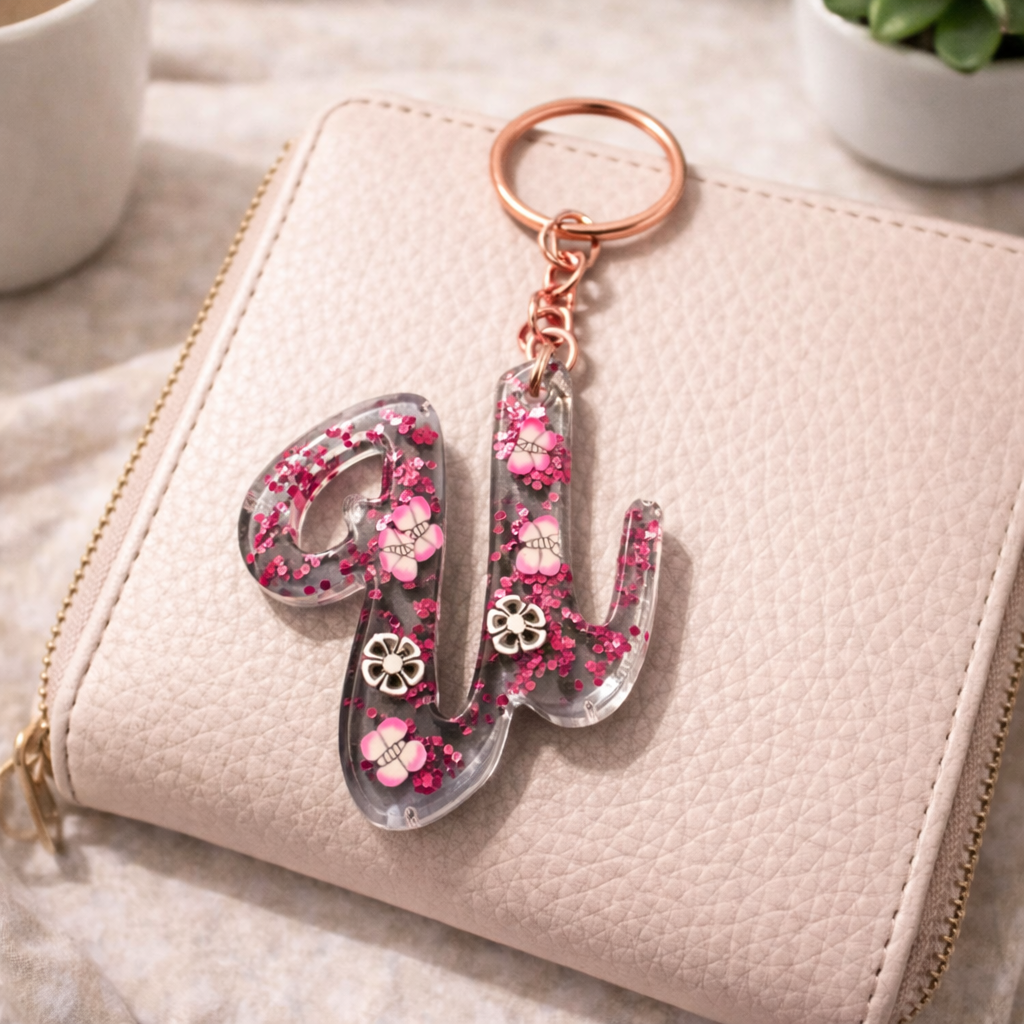 Personalized Acrylic Letter Keychain | Handmade Initial Keychain | Custom Alphabet Keychain Gift