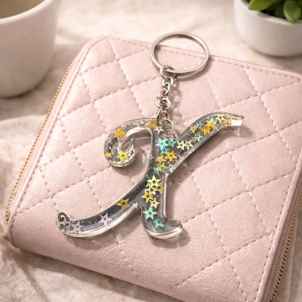 Personalized Acrylic Letter Keychain | Handmade Initial Keychain | Custom Alphabet Keychain Gift