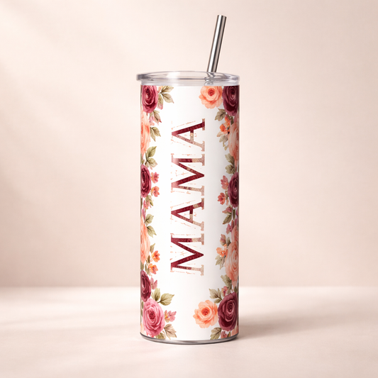 floral mama tumbler 20oz Stainless Steel Mom Travel Mug Mother's Day Gift Colorful Flower Design