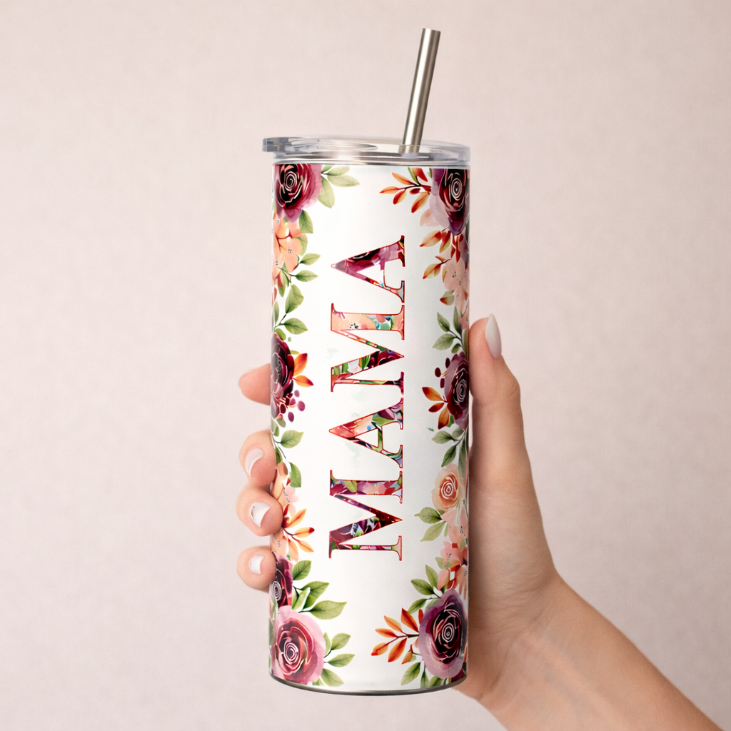 floral mama tumbler 20oz Stainless Steel Mom Travel Mug Mother's Day Gift Colorful Flower Design