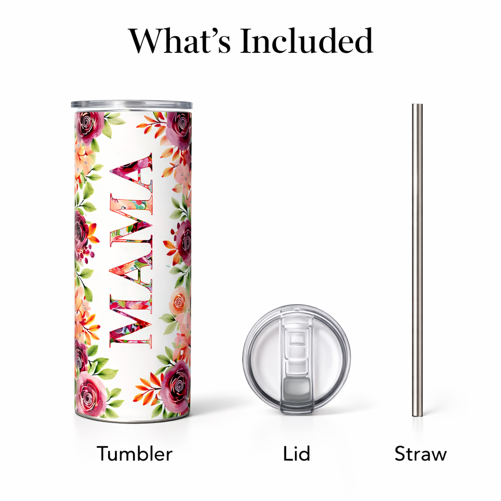 floral mama tumbler 20oz Stainless Steel Mom Travel Mug Mother's Day Gift Colorful Flower Design