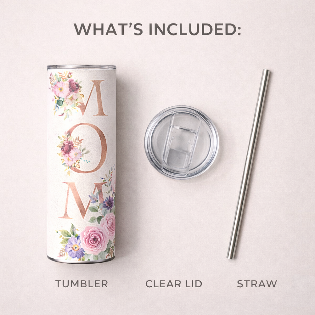 floral mom tumbler 20oz Stainless Steel Neutral Design Mother's Day Gift Elegant Travel Mug for mom