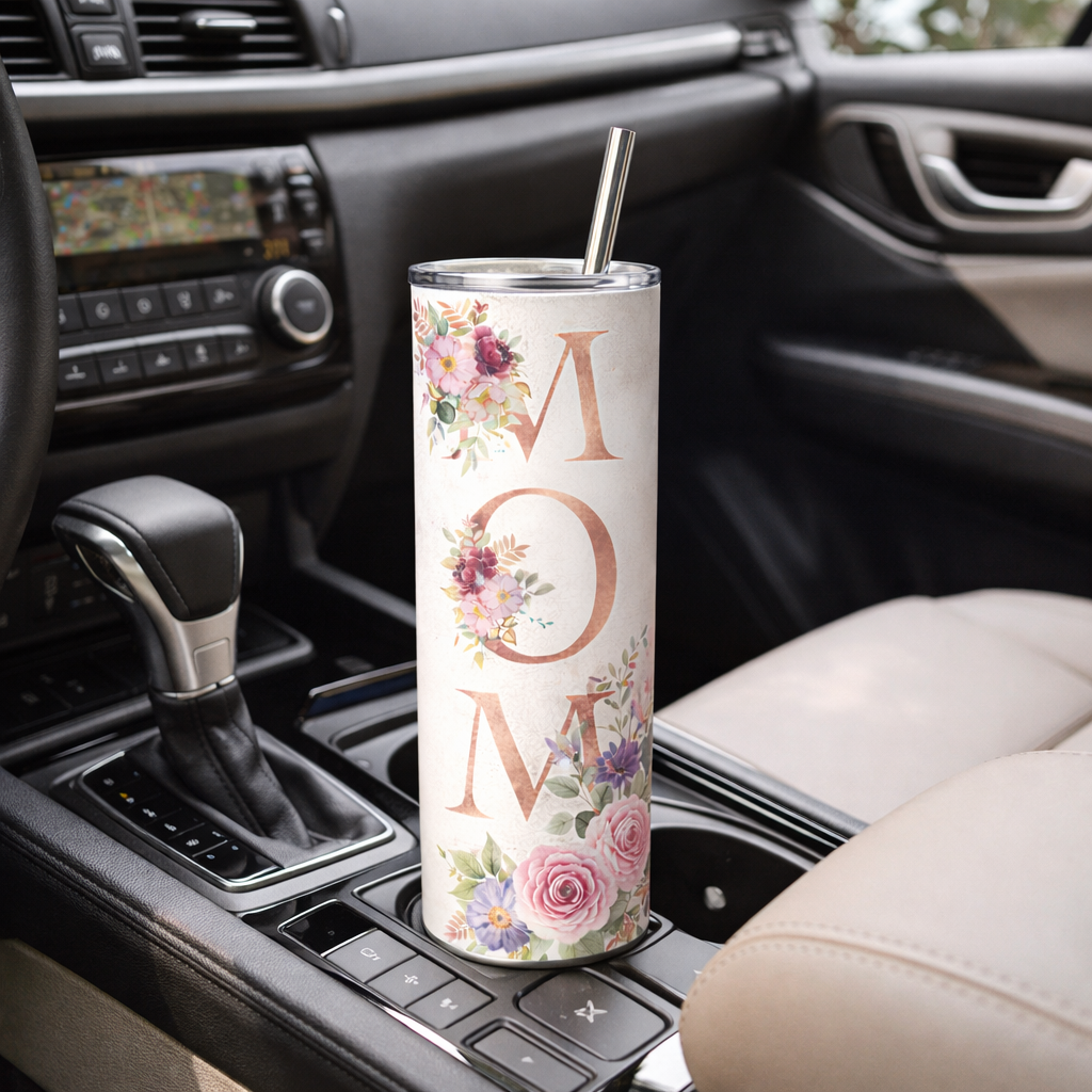 floral mom tumbler 20oz Stainless Steel Neutral Design Mother's Day Gift Elegant Travel Mug for mom