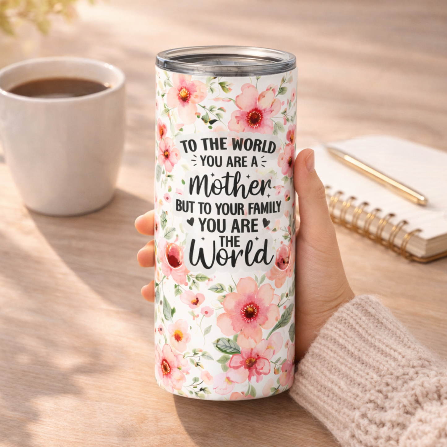 Mother Floral 20 oz Skinny Tumbler – “To The World You Are A Mother” Gift