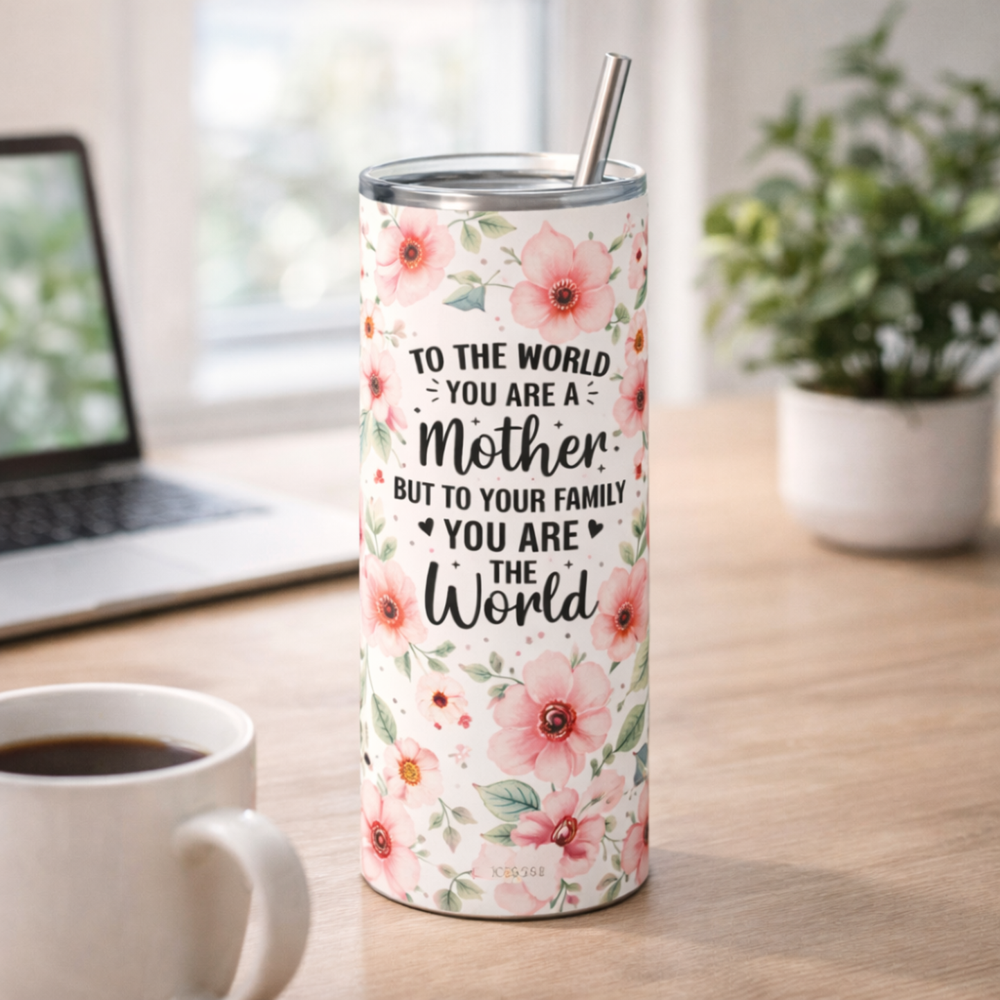 Mother Floral 20 oz Skinny Tumbler – “To The World You Are A Mother” Gift