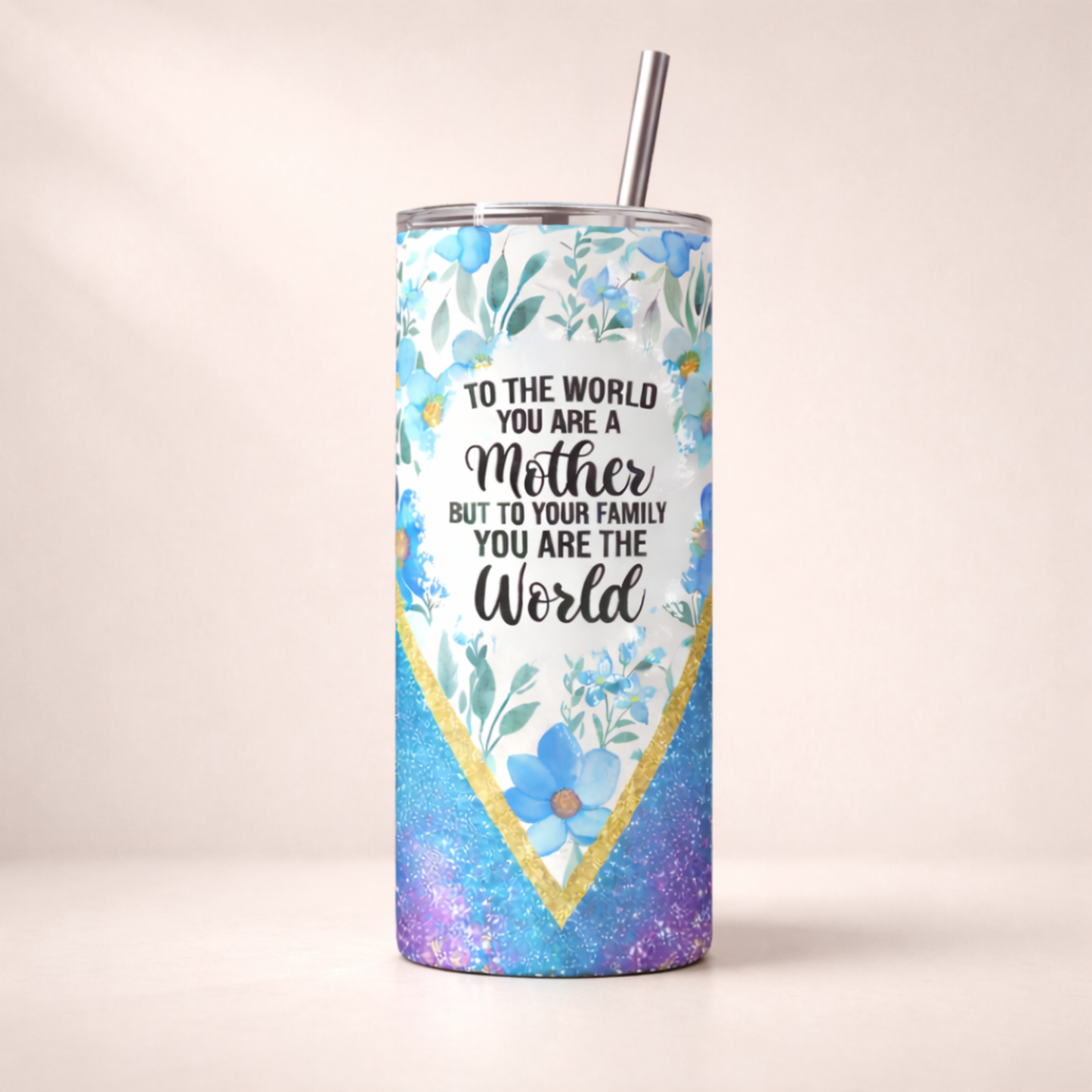 Blue Floral Mom Tumbler