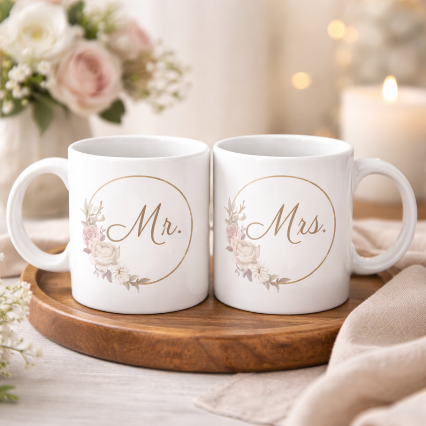 Mr. & Mrs. Ceramic Mug Set – 11 oz Wedding & Couple Coffee Mugs
