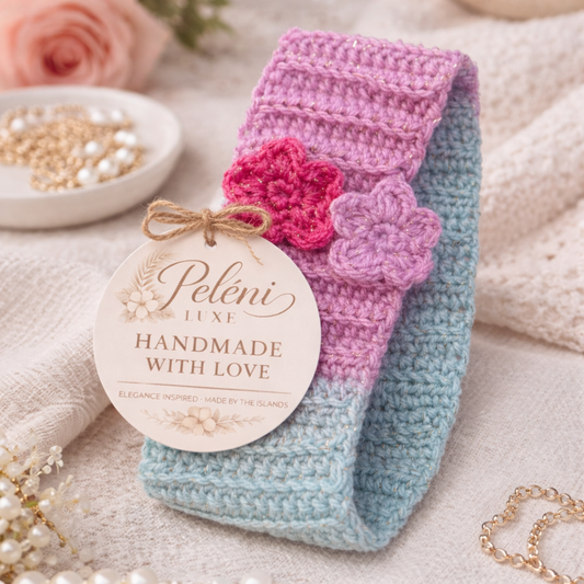 Handmade Crochet Headband for Girls | Floral Knit Hair Accessory – Peneli Luxe
