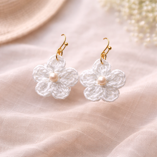 🌸 Crochet Flower Earrings – Handmade Floral Jewelry